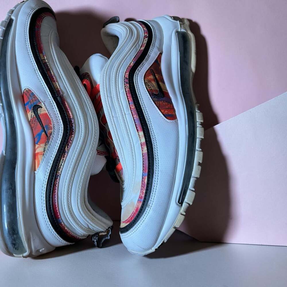Nike Air Max 97 Size 12 White Multicolored Graphic Sneakers